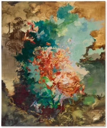 Christie's, London, 1° marzo 2022, lot 25, Flora Yukhnovich, Tu vas me faire rougir, olio su tela, 215 x 180 cm., £1,902,000