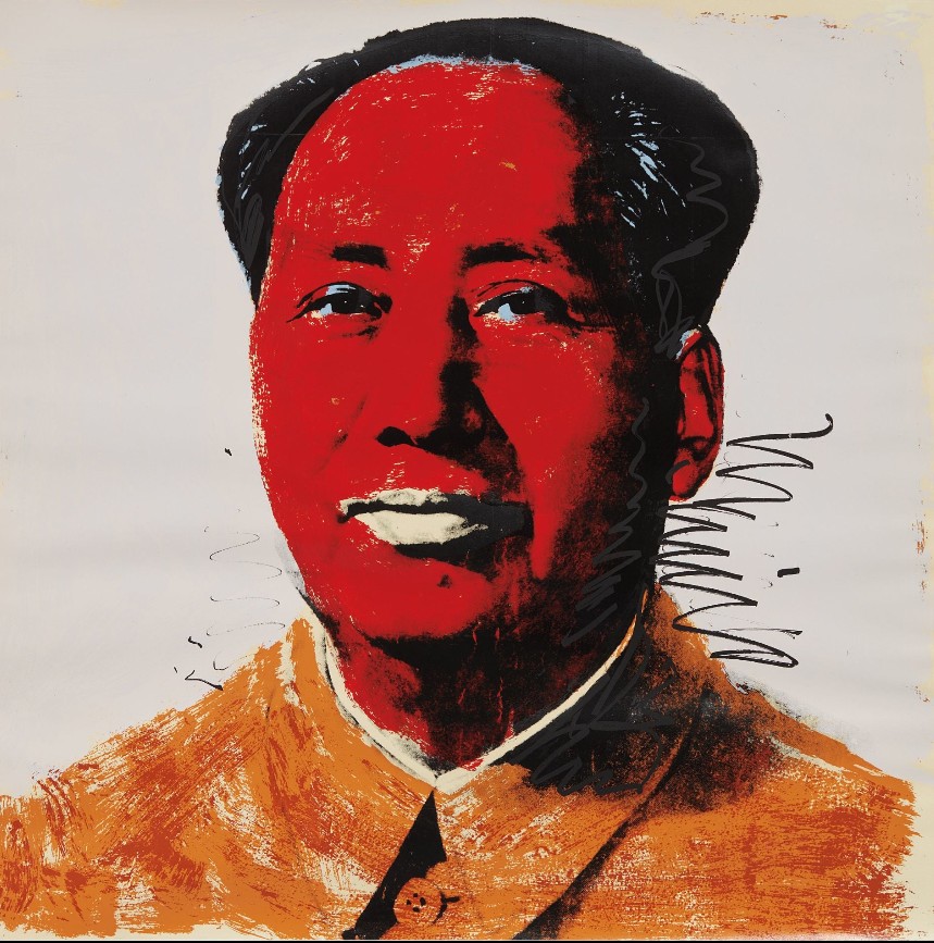 Un ritratto stilizzato e colorato di Fausto Bertinotti con il viso rosso e i capelli scuri, che indossa una giacca marrone chiaro, su uno sfondo chiaro. L'immagine presenta pennellate decise e linee nere espressive.